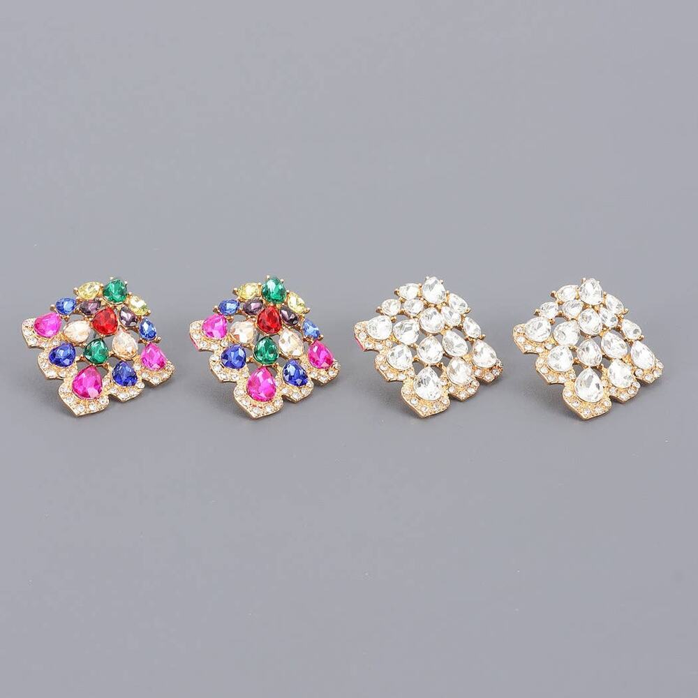 Multicolor Rhinestone Statement Earrings - Picture 3 of 3